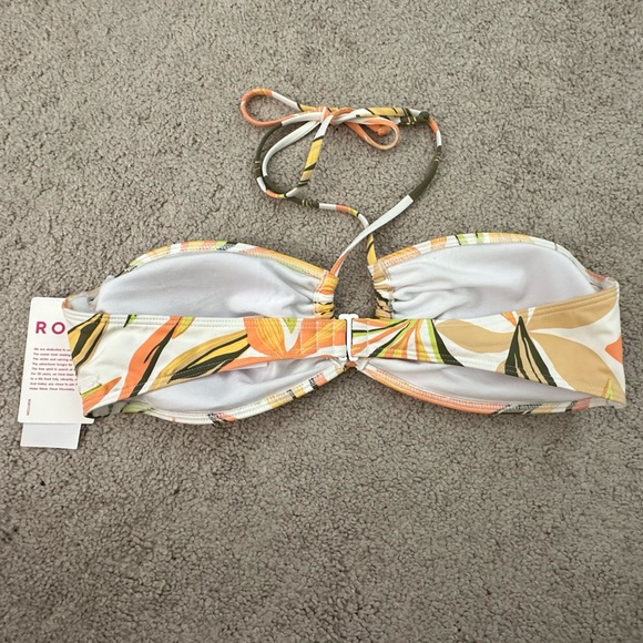 NWT Roxy Pt Beach Classics Floral-Print Halter Bikini Top L - Picture 3 of 6